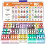 JOREST 180Pcs Car Fuses Assorted Kit, 60 Mini Blade Car Fuse + 60 Standard Fuse Automotive + 60 Micro Fuse + 1 Puller –11 Specifications Mixed Auto Fuse: 2Amp 3A 5A 7.5A 10A 15A 20A 25A 30A 35A 40A