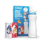 Cirkul 22oz. White Stainless Steel Water Bottle Starter Kit with Blue Lid, 2 Flavor Cartridges (1 LifeSip Fruit Punch and 1 FitSip Mixed Berry) Zero Calories and No Sugar