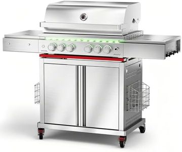 Electactic Heavy-duty Propane Gas Grill, SUS304 Stainless Steel 6-Burner BBQ Grill with 4 Main Burners, 1 Infrared Rear Burner, 1 Side Burner and LED Lights, High Performance Outdoor Grilling