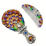 Vemlons Comb and Mirror, Makeup Mirror Metal Hand Mirror & Comb Antique Comb & Mirror Set for Women & Girls (Multicolor)