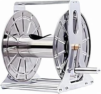 riin Large Stainless Steel Garden Hose Reel Cart Portable Hose Pipe Holder Storage Carrier Wall Mount or Stand Alone No Hose Included Size 31CM x 28CM x 36CM