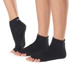 Toesox Grip Ankle Half Toe 2 Pack Black Medium