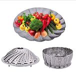 KPS Stainless Steel Steamer Retractable, Stainless Steel Steamer Basket for Vegetable/Insert for Pots, Pans Foldable Multipurpose Fruit Bowl Steamer