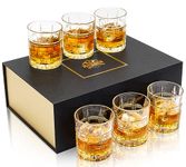 KANARS Old Fashioned Whiskey Glasses with Luxury Box - 300ml Rocks Barware Set of 6 for Scotch, Bourbon, Rum, Liquor and Cocktail, Men Gift for Birthday, Wedding and Father's Day