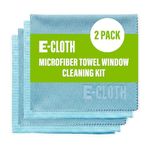 E-Cloth Microfiber Window Cleaning Cloth Kit - Glass Cleaning Cloth for Windows, Mirrors, Cars, Lenses, Eyeglasses, & More, Streak Free Clean, Machine Washable Reusable Towel - Alaskan Blue (2 Kits)