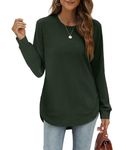 Jescakoo Sweatshirts for Women Long Sleeve Shirts Crewneck Pullover Loose Fit Tops Womens Clothing Trendy 2024 Fall Winter Dark Green XL