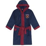 West Ham United FC Official Gift Boys Fleece Dressing Gown Robe Navy 5-6 Years