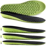 Ailaka 1 Pair Elastic Shock-Absorbing Height Increasing Sports Shoe Insole, Soft Breathable Honeycomb Orthotic Replacement Insoles for Men and Women (3/7 UK, Green, Heel Height: 2.5cm)