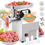 Newhai 1.3HP Commercial Meat Grinder Electric Meat Grinding Machine Heavy Duty Industrial Meat Mincer Sausage Stuffer 3/6/8mm Grinding Plates Grinding Chicken Bones for Restaurant 950W 110V US