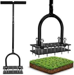 Xyxu Lawn Aerator – Manual Lawn Scarifier and Aerator Garden Tool for Lawns, Grass Aerators & Spiker Design with Reinforced Frame Gardening Accessories, Improve Soil Airflow & Grass Care
