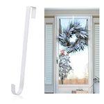 Wreath Hanger for Front Door Hanger Decor, Over The Door Hooks Christmas Halloween Wreath Over Door Hook Decorations (White)