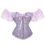 Womens vintage Bustier top Sexy Lace-up Crop top Slim Fishbone Bandage Bustier Corset Top (Purple, Medium)