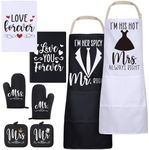 Xtinmee Mr and Mrs Aprons for Couples Gifts, Hubby and Wife Aprons Towels Oven Mitts Pot Holder Wedding Gifts for His and Her(Classic Style)