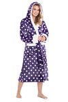 CityComfort Dressing Gowns For Women, Soft Fleece Women's Robes (Purple/White, L)