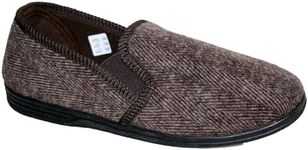 footloose.shoes Mens Lightweight Wide Fitting Twin Side Gusset Bedroom/Carpet Slippers Sizes 7,8,9,10,11,12 (Brown, UK Footwear Size System, Adult, Men, Numeric, Wide, 9)