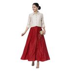 Vedic Red Silk Skirt for Women | Elegant Long Flared Floor-Length High Rise Design | Refined Ethnic Attire for Weddings, Festivals, and Special Events