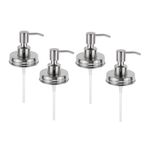 HEMOTON 4 Pcs Mason Jar Soap Dispenser Lid Pump Farmhouse Rustic Stainless Steel Dispenser Lid for Regular Mouth Mason Jar Replacement Decor