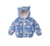 Bold N Elegant Girls Polka Dot Duck Print Winter Warm Quilted Bomber Hood Jacket Coat Puffer Jacket Coat for Infant Toddler Kids (4-5 Years, Blue)