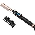 Hot Comb Straightener for Wigs, Digital Ceramic Pressing Hot Comb Dual Voltage, Anti-Scald Electric Straightening Comb with 9 Heat Settings