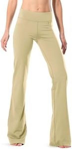 Safort 28" 30" 32" 34" Inseam Regular Tall Bootcut Yoga Pants, 4 Pockets, UPF50+, Khaki, S