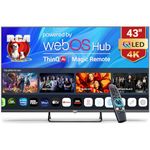 RCA Web OS TV 43-inch QLED 4K UHD Smart TV, MEMC HDR10 ThinQ AI, Voice Magic Remote Dolby Audio