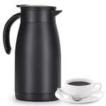 Olerd 34 Oz Thermal Coffee Carafe, Stainless Steel Insulated Vacuum Coffee Carafes For Keeping Hot, 1 Liter Tea, Water, and Coffee Beverage Dispenser(Black)