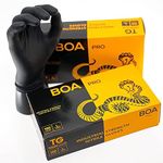 TG TOUGH GLOVE BOA PRO (M) Nitrile Gloves (Pack Of 100) | Strong Black Disposable Gloves | Powder & Latex Free Strong Lightweight Mechanic Industrial Gloves