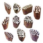 Royal Kraft Pottery Printing Blocks Innovative Small Leaf Pattern Wooden Stamps, Set of 10