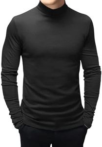 Men's T Shirt Long Sleeve Basic Mock Turtleneck Slim Fit Undershirt Pullover Thermal Solid Tops