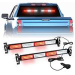 LRTER 2 in 1 Traffic Advisor Light Bar Strobe Flash Light Windshield LED Emergency Strobe Visor Safety Warning Hazard Flashing Lights for Firefighter Police Trucks, 2X 17.7 Red/White