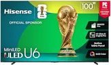 Hisense 100" Class U6 Series Mini-LED 4K UHD Smart Fire TV (100U65QF, 2025 Model) - QLED, Native 144Hz, HDR10+, Dolby Vision IQ, Dolby Atmos, Game Mode Pro, ALLM, Alexa Built in, Black