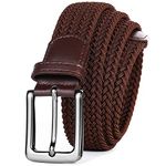 AXKAL Golf Belt Men Elastic Braided Belt Unisex Men Women Value Pack, Men’s Elastic Stretch Woven Belt (37''(95cm) Fits Waist 30''-34'', Coffee)