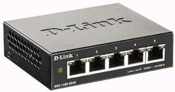 D-Link 5-Port Gigabit Easy Smart Managed Network Switch (DGS-1100-05V2) with 10/100/1000BASE-T Ports, VLAN, Bandwidth Control, QoS Ethernet Switch, High-Speed Network Switches for Home & Office.