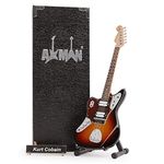 Axman, Kurt Cobain 1965 (distressed) Miniature Guitar Replica, Music Gifts, Handmade Ornamental 1/4 Scale, Display Box, Name Tag and Miniature Guitar Stand, Ideal Guitar Enthusiast's Gift