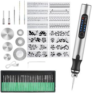 Electric Engraving Tool Kit, USB Cordless Rechargeable Engraving Pen Mini DIY Engraver Pen Rotary Tool for DIY Art Carving Glass Wood Metal Stone Plastic Nails Jewelry