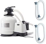 INTEX 3000 GPH Above Ground Swimming Pool Sand Filter Pump with Automatic Timer with 2 Pack of 1.5" Diameter 1500 GPH Pump Replacement 59" Hoses