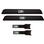 COR Surf Aero Roof Rack Pads and Premium Scratch-Resistant Cam Buckle Tie Down Straps with Protective Silicone Combo for Surf, SUP, Canoe and Kayak Rack Universal (Small Black, 19")