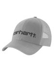 Carhartt Men's Canvas Mesh-Back Logo Graphic Cap, Asphalt/Black, One Size