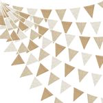 24Ft Burlap Triangle Pennant Banner Flag Ombre Brown Linen Bunting Garland Streamers for Birthday Wedding Baby Shower Engagement Camping Rustic Boho Neutral Easter Graduation Holiday Party Decorations