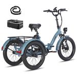 Fafrees Electric Bike for Adults Folding Electric Trike, 48V 18.2Ah Removable Battery for 70KM Mileage, 20 * 3.0 INCHES Fat Tire Cargo Ebike Dual Suspension, F20 Mate Electric Tricycle 2024 (blue)