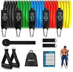 Hykes Unbreakable Resistance Bands Set (11Pcs) for Exercise, 100% Natural Latex Toning Tubes Kit for Workouts, Stretching for Men and Women (100Lbs),Natural Latex