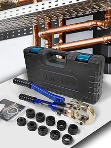 AMZCNC Hydraulic Crimping Pliers Ø12-28mm Copper Pipe Crimper Plumbing Crimping Tool for Copper Pipe Press with 5pcs Copper 12,15,18,22,28mm and 4pcs PEX-AL-PEX 16,20,26,32mm