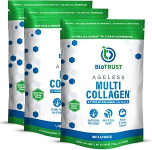 BioTrust Ageless Multi Collagen Peptides Powder – 5 Types (I, II, III, V, X) – Unflavored Collagen Powder for Women & Men – Hydrolyzed Protein – Grass Fed Beef, Fish, Chicken, Eggshell Membrane, 3-pk