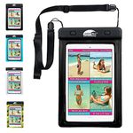 SwimCell Waterproof Tablet Case - Certified IPX8 Protection - Fits iPad mini, Samsung Galaxy Tab A 8.0, Lenovo Tab M8, Kindle - iPad Pouch with Adjustable Lanyard - Black, Fits 14.5 x 21cm