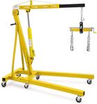 GarveeTech 2 T Engine Hoist, Folding Cherry Picker Engine Hoist with Lever and 6 Casters, Heavy Duty Hydraulic Shop Crane, Engine Crane Lifter for Workshops Garage Warehouse, Yellow