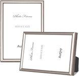 Autjvy 8x10 Picture Frame Set of 2, Champagne Brushed Simple Thin Aluminum Metal Photo Frame with HD Real Glass, Display for Tabletop and Wall Collage, 2 Pack