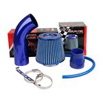 Pindex Cold Air Intake Filter: 3" Air Induction Kit Cold Air Filter Kit with Alumimum Pipe for Car Automobile Racing Engine - Blue