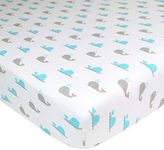 American Baby Company Fitted Crib Sheet 28" x 52", Soft Breathable Neutral 100% Cotton Jersey Sheet, Aqua Whales, for Boys and Girls, Fits Crib and Toddler Bed mattresses