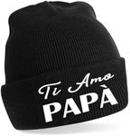 Gkmamrg Papa Gift Hat, Engraved Ti Amo Papà Knitted Hat for Dad, Black, Black, 50-58