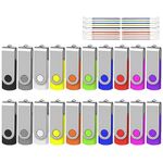 Wholesale 256MB USB Flash Drive 20 Pack, ARETOP Premium USB2.0 Classic Swivel USB 256MB Flash Drive Memory Stick Thumb Drive Bulk Jump Drive Pack 20PCS Computer Data Storage Pendrive, Mix Colors